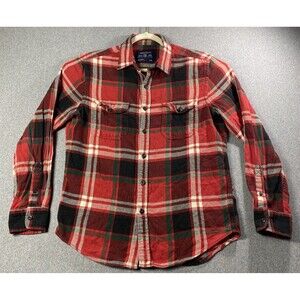 American Eagle Button Up Shirt Men's Size M Athletic Fit Red Plaid Flannel